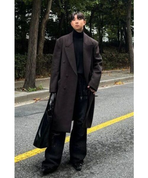 BESLOW(ビースロー)の「OVERSIZED CASHMERE DOUBLE BREASTED COAT MELANGE BROWN(チェスターコート・メンズ・その他・LARGE/MEDIUM/SMALL/X-LARGE/X-SMALL)」の6枚目の写真