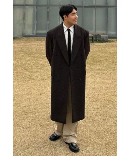 BESLOW(ビースロー)の「OVERSIZED CASHMERE DOUBLE BREASTED COAT MELANGE BROWN(チェスターコート・メンズ・その他・LARGE/MEDIUM/SMALL/X-LARGE/X-SMALL)」の7枚目の写真