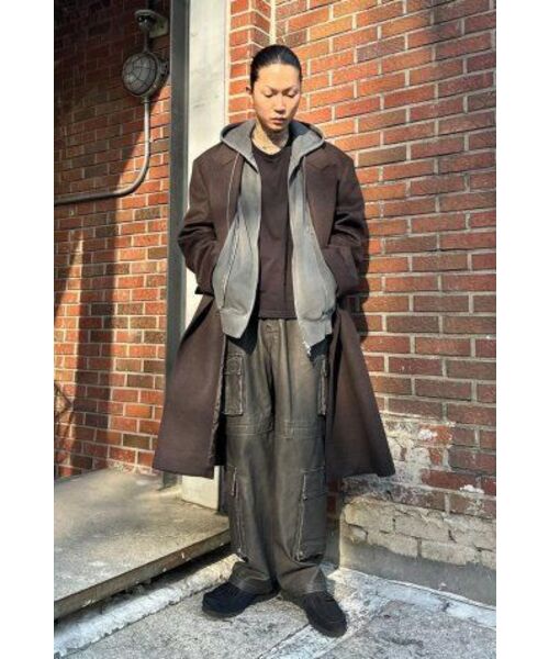 BESLOW(ビースロー)の「OVERSIZED CASHMERE DOUBLE BREASTED COAT MELANGE BROWN(チェスターコート・メンズ・その他・LARGE/MEDIUM/SMALL/X-LARGE/X-SMALL)」の8枚目の写真