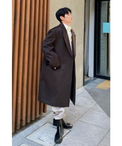 BESLOW(ビースロー)の「OVERSIZED CASHMERE DOUBLE BREASTED COAT MELANGE BROWN(チェスターコート・メンズ・その他・LARGE/MEDIUM/SMALL/X-LARGE/X-SMALL)」の9枚目の写真