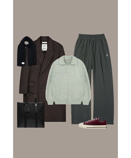 BESLOW(ビースロー)の「OVERSIZED CASHMERE DOUBLE BREASTED COAT MELANGE BROWN(チェスターコート・メンズ・その他・LARGE/MEDIUM/SMALL/X-LARGE/X-SMALL)」の2枚目の写真
