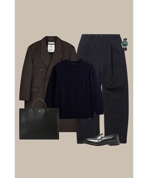 BESLOW(ビースロー)の「OVERSIZED CASHMERE DOUBLE BREASTED COAT MELANGE BROWN(チェスターコート・メンズ・その他・LARGE/MEDIUM/SMALL/X-LARGE/X-SMALL)」の3枚目の写真