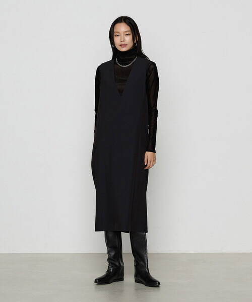 COMME CA(コムサ)の「〔 TALLサイズ 〕 トリアセボディシェルピーチ ワンピース(ワンピース・レディース・ブラック・15号)」の1枚目の写真