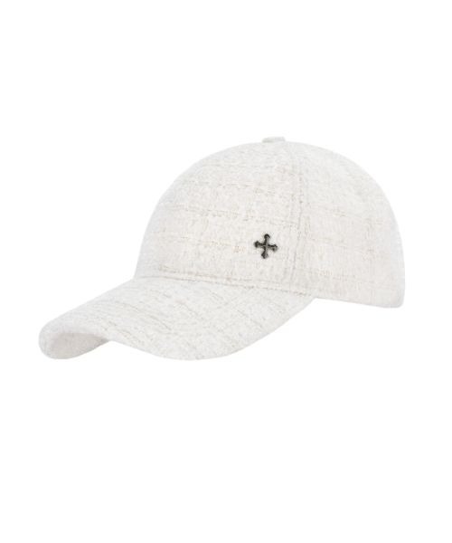 帽子 andwang Tweed Classical Logo Cap white tweed classical logo cap（キャップ）｜andwang（アンドワン）の