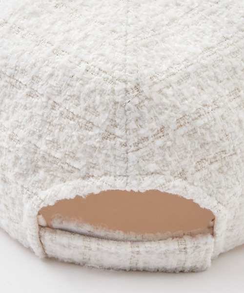 帽子 andwang Tweed Classical Logo Cap white tweed classical logo cap（キャップ）｜andwang（アンドワン）の