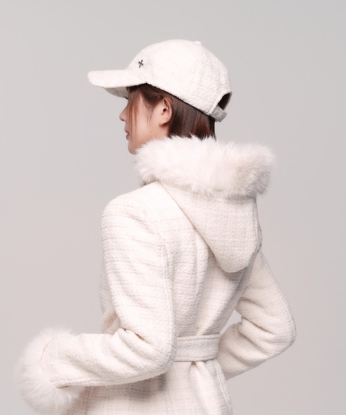 帽子 andwang Tweed Classical Logo Cap white tweed classical logo cap（キャップ）｜andwang（アンドワン）の