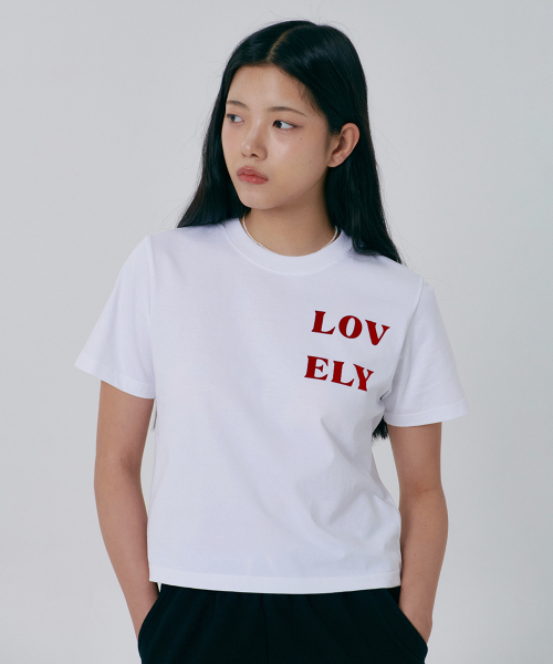 PAPERBOY(ペーパーボーイ)の「クロップラブリーハーフTシャツ-ホワイト(Tシャツ/カットソー・レディース・その他・MEDIUM/SMALL)」の1枚目の写真