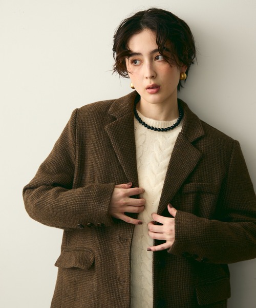 裏キルティングガンクラブチェックテーラージャケット（テーラード