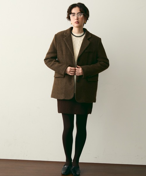 Trish（トリッシュ）の「裏キルティングガンクラブチェックテーラージャケット（テーラードジャケット・レディース・ブラウン/キャメル・FREE）」の5枚目の写真