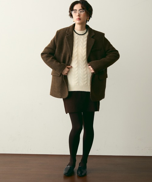 Trish（トリッシュ）の「裏キルティングガンクラブチェックテーラージャケット（テーラードジャケット・レディース・ブラウン/キャメル・FREE）」の6枚目の写真