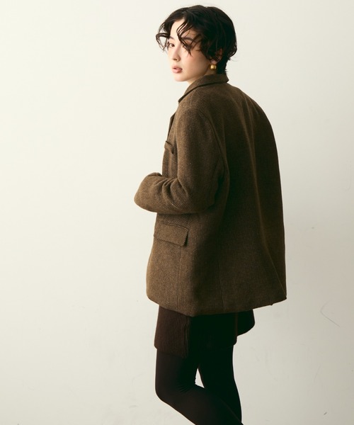 Trish（トリッシュ）の「裏キルティングガンクラブチェックテーラージャケット（テーラードジャケット・レディース・ブラウン/キャメル・FREE）」の13枚目の写真