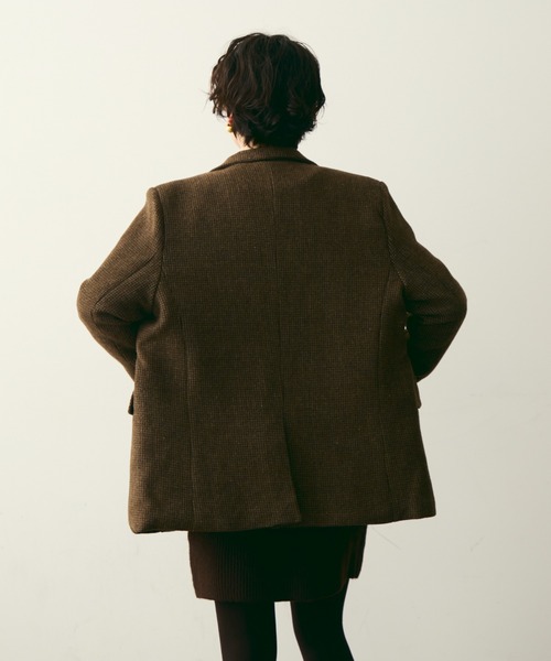 Trish（トリッシュ）の「裏キルティングガンクラブチェックテーラージャケット（テーラードジャケット・レディース・ブラウン/キャメル・FREE）」の14枚目の写真