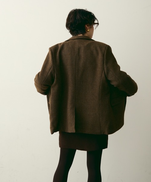 Trish（トリッシュ）の「裏キルティングガンクラブチェックテーラージャケット（テーラードジャケット・レディース・ブラウン/キャメル・FREE）」の15枚目の写真