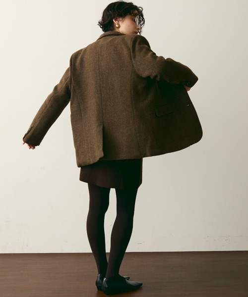 Trish（トリッシュ）の「裏キルティングガンクラブチェックテーラージャケット（テーラードジャケット・レディース・ブラウン/キャメル・FREE）」の17枚目の写真