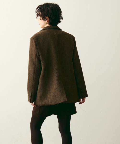 裏キルティングガンクラブチェックテーラージャケット（テーラード