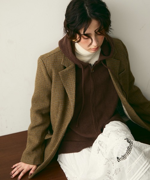 Trish（トリッシュ）の「裏キルティングガンクラブチェックテーラージャケット（テーラードジャケット・レディース・ブラウン/キャメル・FREE）」の18枚目の写真