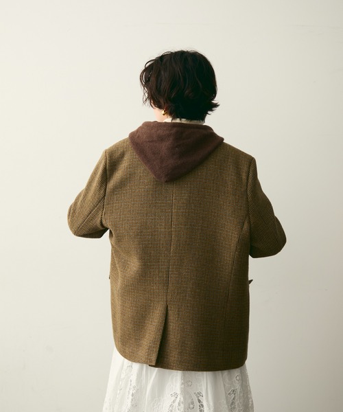 裏キルティングガンクラブチェックテーラージャケット（テーラード