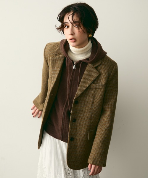 セール】裏キルティングガンクラブチェックテーラージャケット