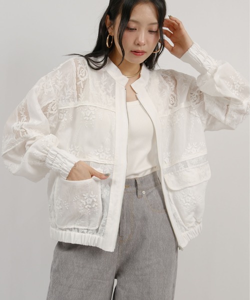 25SS【DES PRÉS】パッチワークレース ノーカラーブルゾン 25SS【DES PRÉS】パッチワークレース ノーカラーブルゾン パッチワーク