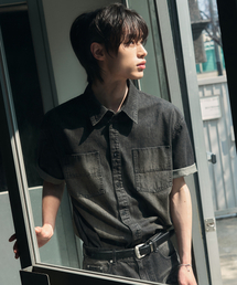 OURDAYZ（アワーデイズ）の「カーディフツーポケットウォッシュデニム半袖シャツ[BLACK]（シャツ/ブラウス）」