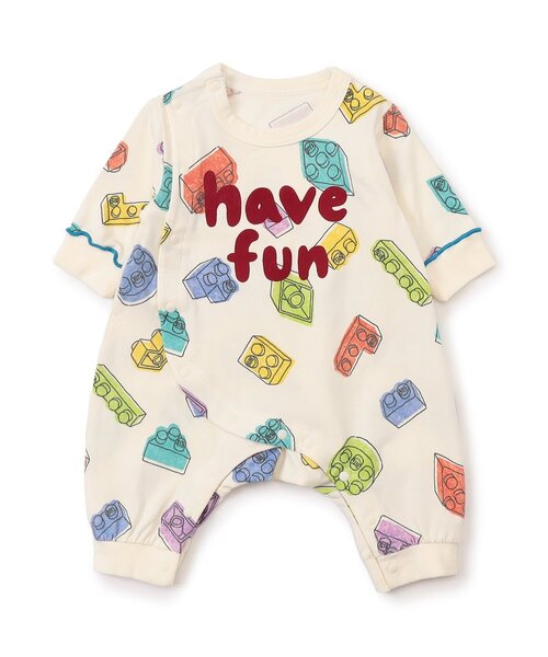BIT'Z（ビッツ）の「楽しく遊ぼう総柄カバーオール（ロンパース・キッズ・アイボリー/サーモンピンク/ミント/イエロー・60/70/80）」の2枚目の写真
