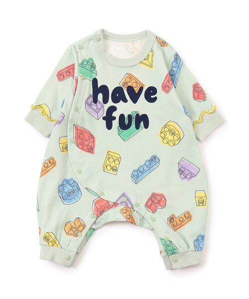 BIT'Z（ビッツ）の「楽しく遊ぼう総柄カバーオール（ロンパース・キッズ・アイボリー/サーモンピンク/ミント/イエロー・60/70/80）」の3枚目の写真