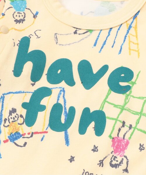 BIT'Z（ビッツ）の「楽しく遊ぼう総柄カバーオール（ロンパース・キッズ・アイボリー/サーモンピンク/ミント/イエロー・60/70/80）」の8枚目の写真