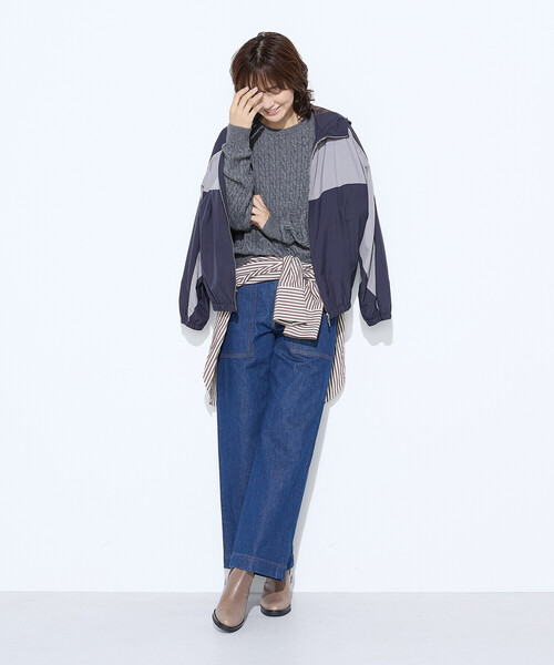 COMME CA Wardrobe(コムサワードローブ)の「ケーブル編 ニットプルオーバー(ニット/セーター・レディース・アイボリー/チャコール/イエロー・FREE)」の10枚目の写真