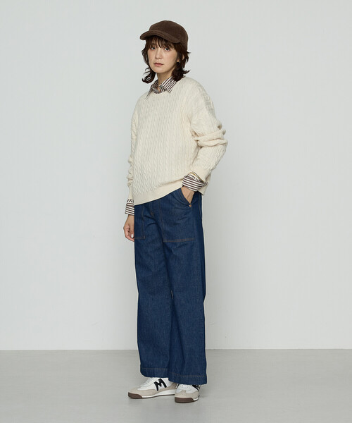 COMME CA Wardrobe(コムサワードローブ)の「ケーブル編 ニットプルオーバー(ニット/セーター・レディース・アイボリー/チャコール/イエロー・FREE)」の20枚目の写真