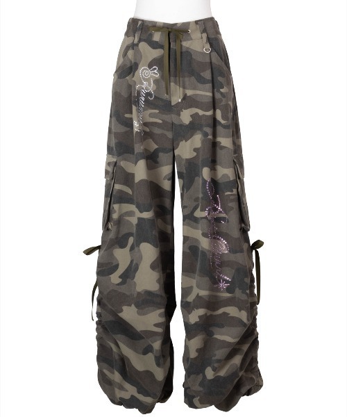 rurumu:(ルルムウ)の「rurumu:/ルルムウ/drawstring rhinestone cargo pants(その他パンツ・レディース・グレー/オリーブ/ブラック/アイボリー・L/M)」の4枚目の写真