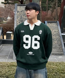[M~4XL] フットボールカラー配色ニット_グリーン