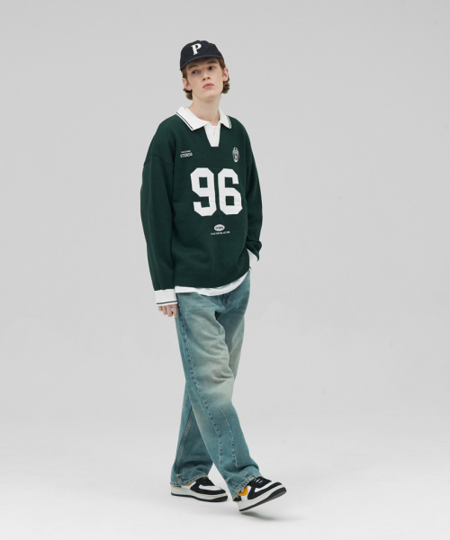 STENDS（ステンズ）の「[M~4XL] フットボールカラー配色ニット_グリーン（ニット/セーター・レディース・その他・XXX-LARGE/MEDIUM/LARGE/X-LARGE/XX-LARGE/XXXX-LARGE）」の9枚目の写真