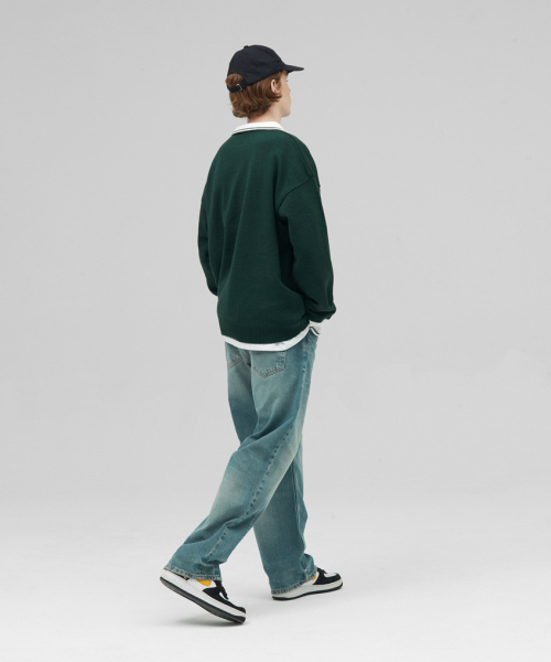 STENDS（ステンズ）の「[M~4XL] フットボールカラー配色ニット_グリーン（ニット/セーター・レディース・その他・XXX-LARGE/MEDIUM/LARGE/X-LARGE/XX-LARGE/XXXX-LARGE）」の8枚目の写真