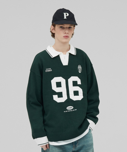 STENDS（ステンズ）の「[M~4XL] フットボールカラー配色ニット_グリーン（ニット/セーター・レディース・その他・XXX-LARGE/MEDIUM/LARGE/X-LARGE/XX-LARGE/XXXX-LARGE）」の7枚目の写真