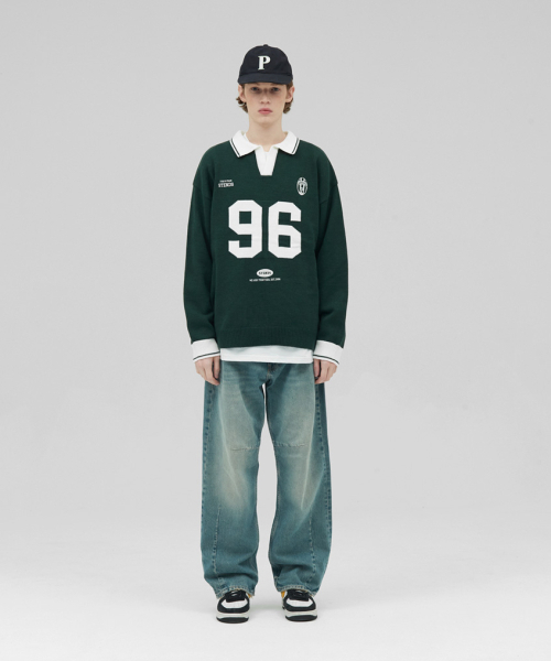 STENDS（ステンズ）の「[M~4XL] フットボールカラー配色ニット_グリーン（ニット/セーター・レディース・その他・XXX-LARGE/MEDIUM/LARGE/X-LARGE/XX-LARGE/XXXX-LARGE）」の6枚目の写真