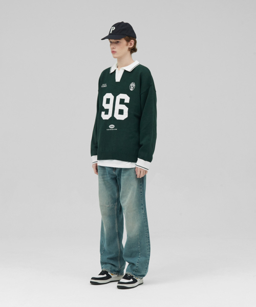 STENDS（ステンズ）の「[M~4XL] フットボールカラー配色ニット_グリーン（ニット/セーター・レディース・その他・XXX-LARGE/MEDIUM/LARGE/X-LARGE/XX-LARGE/XXXX-LARGE）」の5枚目の写真