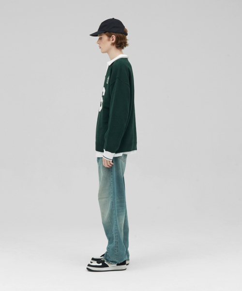 STENDS（ステンズ）の「[M~4XL] フットボールカラー配色ニット_グリーン（ニット/セーター・レディース・その他・XXX-LARGE/MEDIUM/LARGE/X-LARGE/XX-LARGE/XXXX-LARGE）」の4枚目の写真