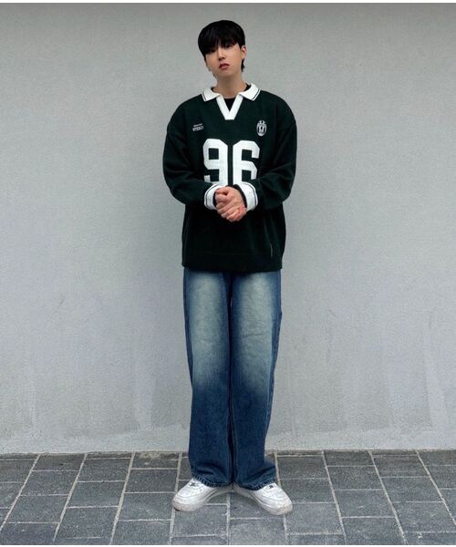 STENDS（ステンズ）の「[M~4XL] フットボールカラー配色ニット_グリーン（ニット/セーター・レディース・その他・XXX-LARGE/MEDIUM/LARGE/X-LARGE/XX-LARGE/XXXX-LARGE）」の14枚目の写真