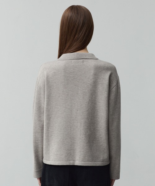 CALLNE（カルネ）の「【CALLNE】Basic Knit Shirt Cardigan /ベーシックニットシャツカーディガン(襟付き)（カーディガン/ボレロ・メンズ・ブラック/グレイッシュベージュ・L/M）」の7枚目の写真