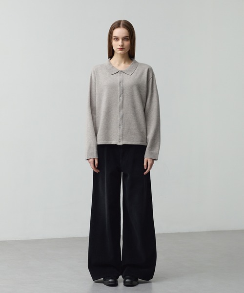 CALLNE（カルネ）の「【CALLNE】Basic Knit Shirt Cardigan /ベーシックニットシャツカーディガン(襟付き)（カーディガン/ボレロ・メンズ・ブラック/グレイッシュベージュ・L/M）」の20枚目の写真