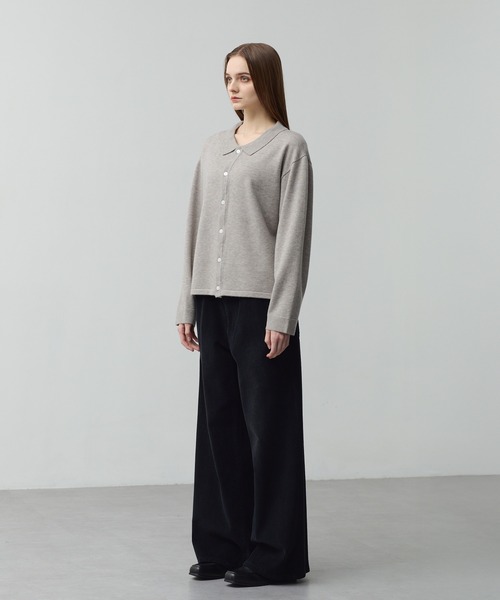 CALLNE（カルネ）の「【CALLNE】Basic Knit Shirt Cardigan /ベーシックニットシャツカーディガン(襟付き)（カーディガン/ボレロ・メンズ・ブラック/グレイッシュベージュ・L/M）」の21枚目の写真