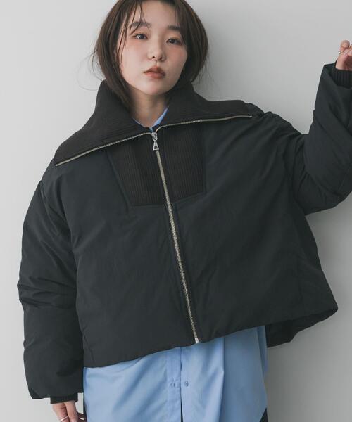 SENSE OF PLACE by URBAN RESEARCH(センスオブプレイスバイアーバンリサーチ)の「ビッグカラーショートパフジャケット(ダウンジャケット/コート・レディース・カーキ/ライトベージュ/ブラック・ONE)」の14枚目の写真