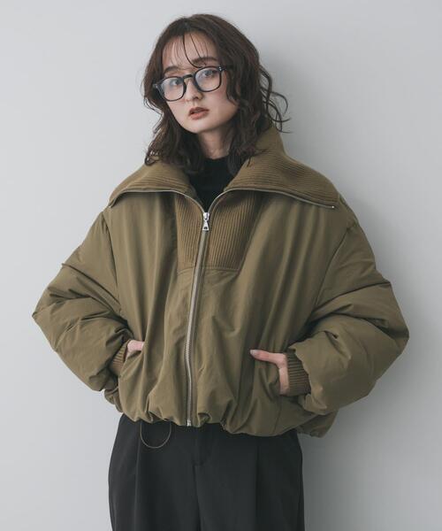 セール】ビッグカラーショートパフジャケット（ダウンジャケット