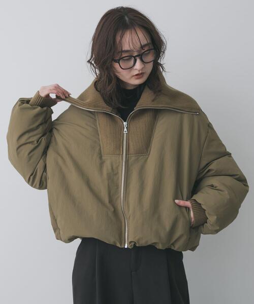 セール】ビッグカラーショートパフジャケット（ダウンジャケット