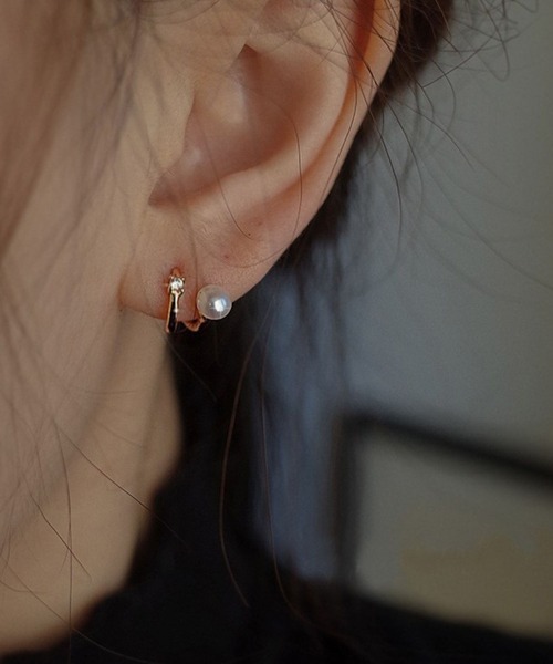 セール】YU-KA:パールデザインスタッドピアス Pearl design stud