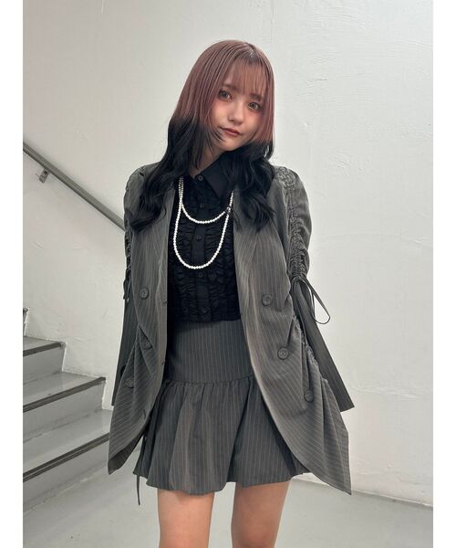 ギャザーリボンジャケットミニワンピース【セットアップ対応】 春服