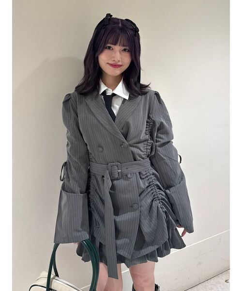 ギャザーリボンジャケット ギャザーリボンジャケットミニワンピース【セットアップ対応】 春服