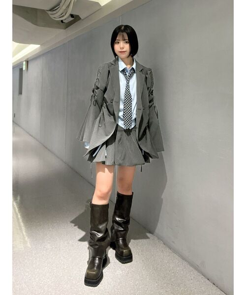 jouetie（ジュエティ）の「ギャザーリボンジャケットミニワンピース【セットアップ対応】（テーラードジャケット・レディース・グレー/ブラック/ピンク・MEDIUM）」の7枚目の写真