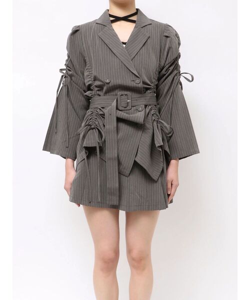 jouetie（ジュエティ）の「ギャザーリボンジャケットミニワンピース【セットアップ対応】（テーラードジャケット・レディース・グレー/ブラック/ピンク・MEDIUM）」の8枚目の写真