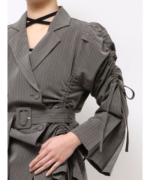 jouetie（ジュエティ）の「ギャザーリボンジャケットミニワンピース【セットアップ対応】（テーラードジャケット・レディース・グレー/ブラック/ピンク・MEDIUM）」の12枚目の写真